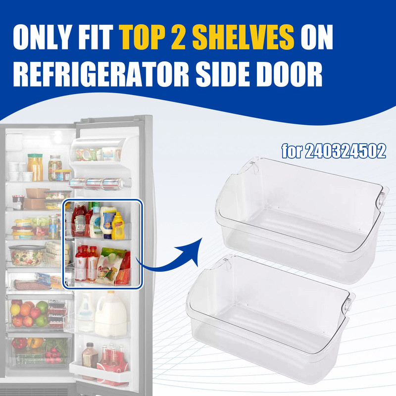 2 Pack Clear Refrigerator Door Bin Shelf #240324502 For Frigidaire Kenmore gallery