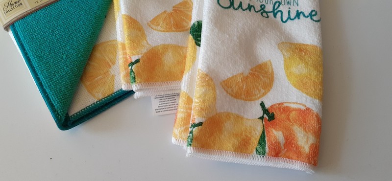 3pc Citrus Lemons Oranges Dish Drying Mat and 2 Kitchen Towels NWT gallery