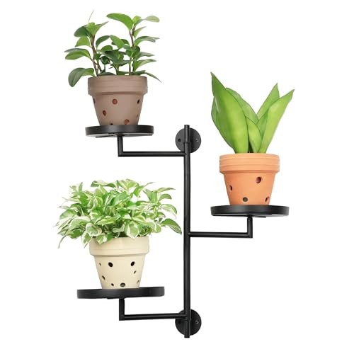 Rotating Window Wall Plant Shelves Stand Holder, 3 Tiered Round-3-Tiered-Black gallery