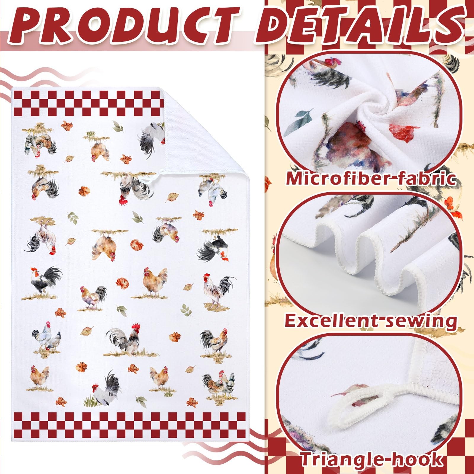 6 Pack Farmhouse Kitchen Towels Rooster Dish Towels for Fall Thanksgiving gallery