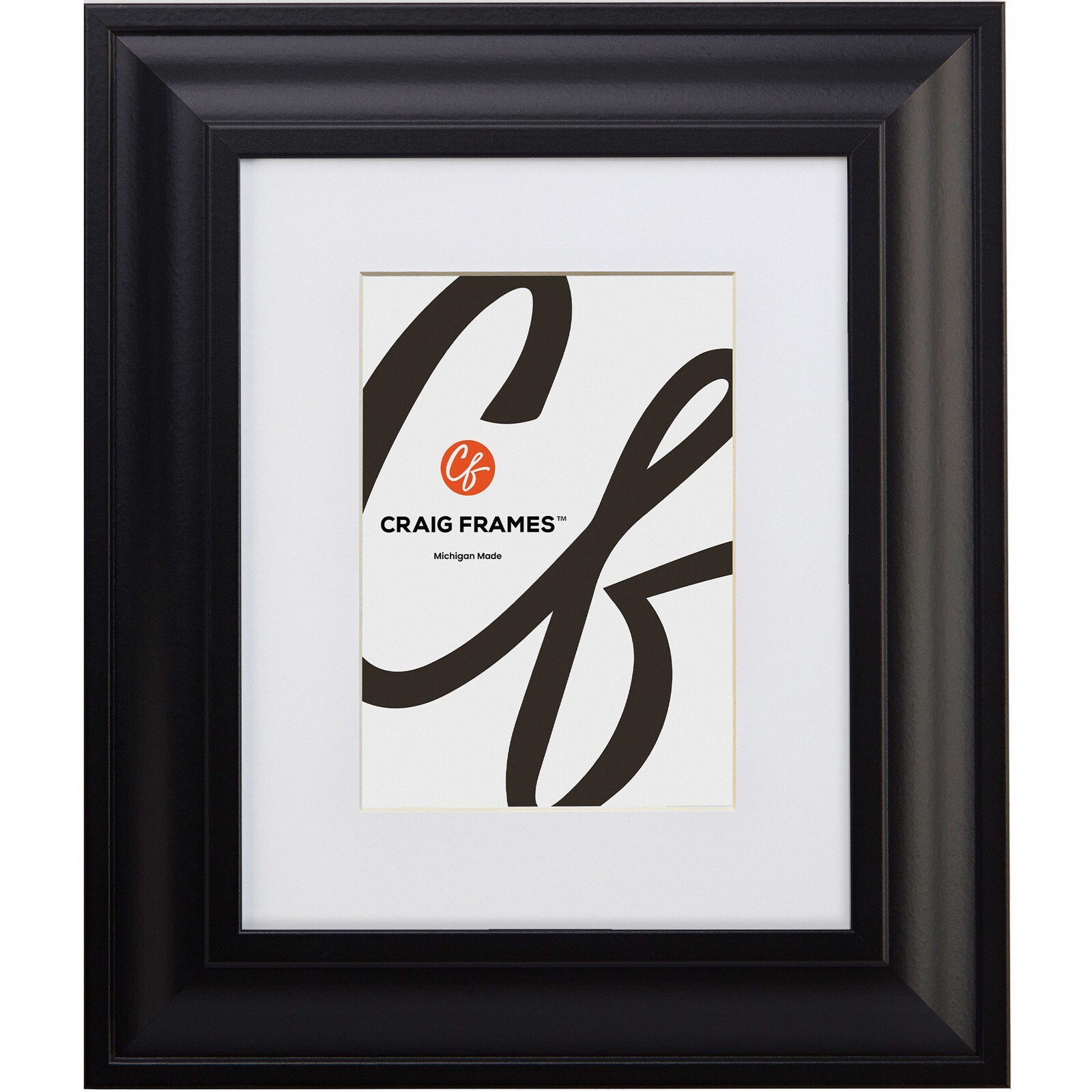 Contemporary Upscale, 2 Inch Wide Satin Black Picture Frame With White Mat gallery