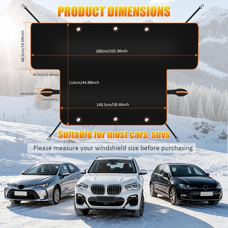 Universal Magnetic Windshield Snow Cover for Car, Ice Protector(Large)﻿﻿ gallery