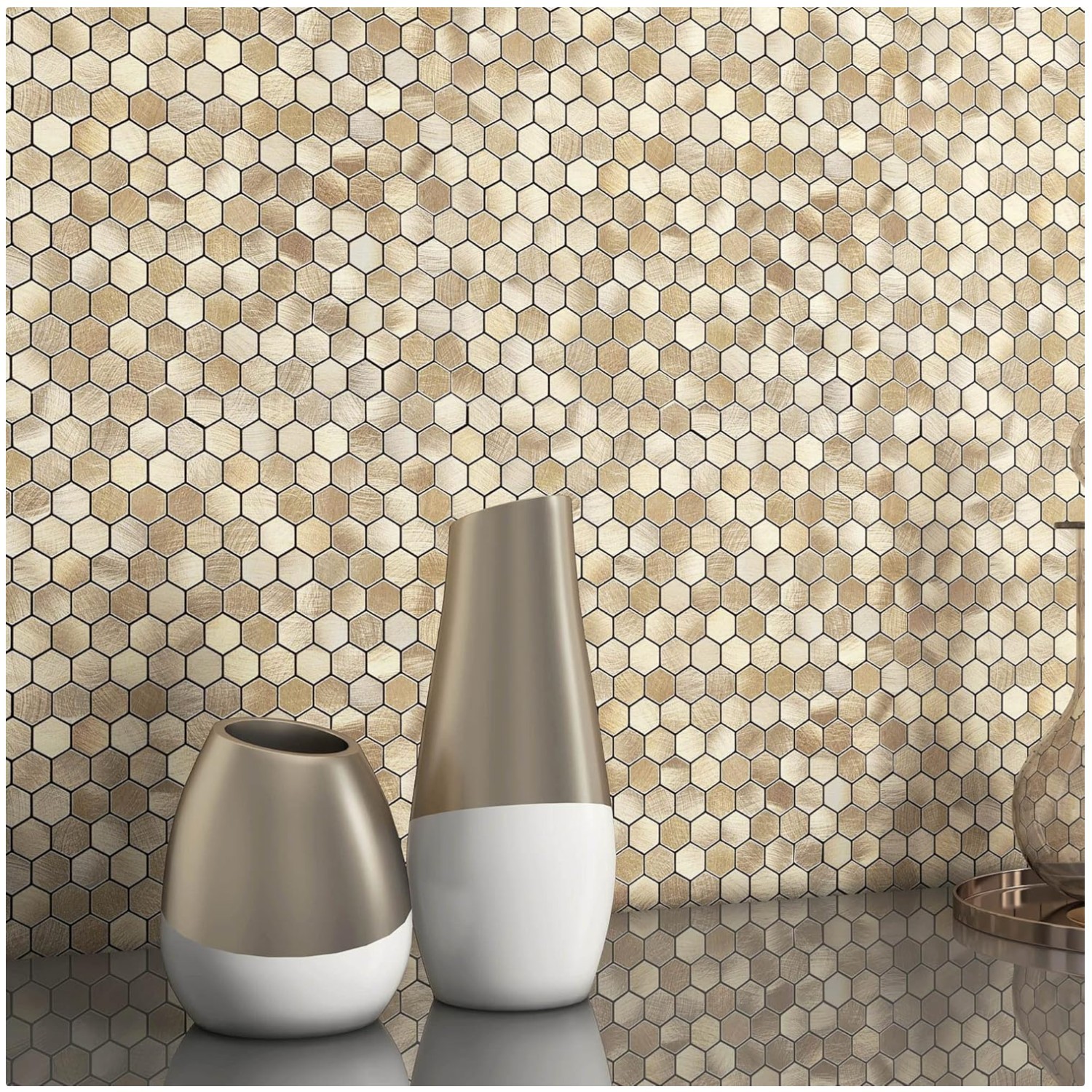 Rustic Hexagon Kitchen Backsplash Stickers 10PCS gallery