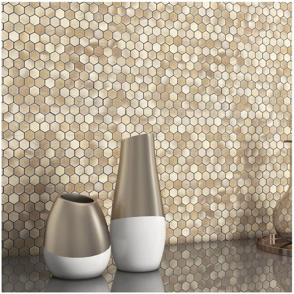 Rustic Hexagon Kitchen Backsplash Stickers 10PCS