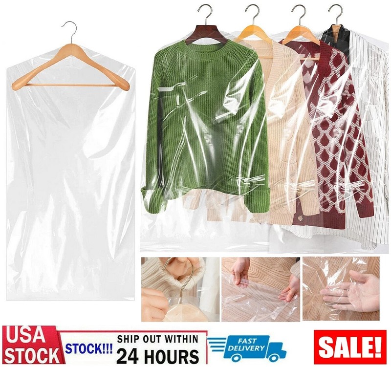 10× Clear Hanging Dust-proof Clothes Bag Suit Dress Coat Garment Storage Cover gallery