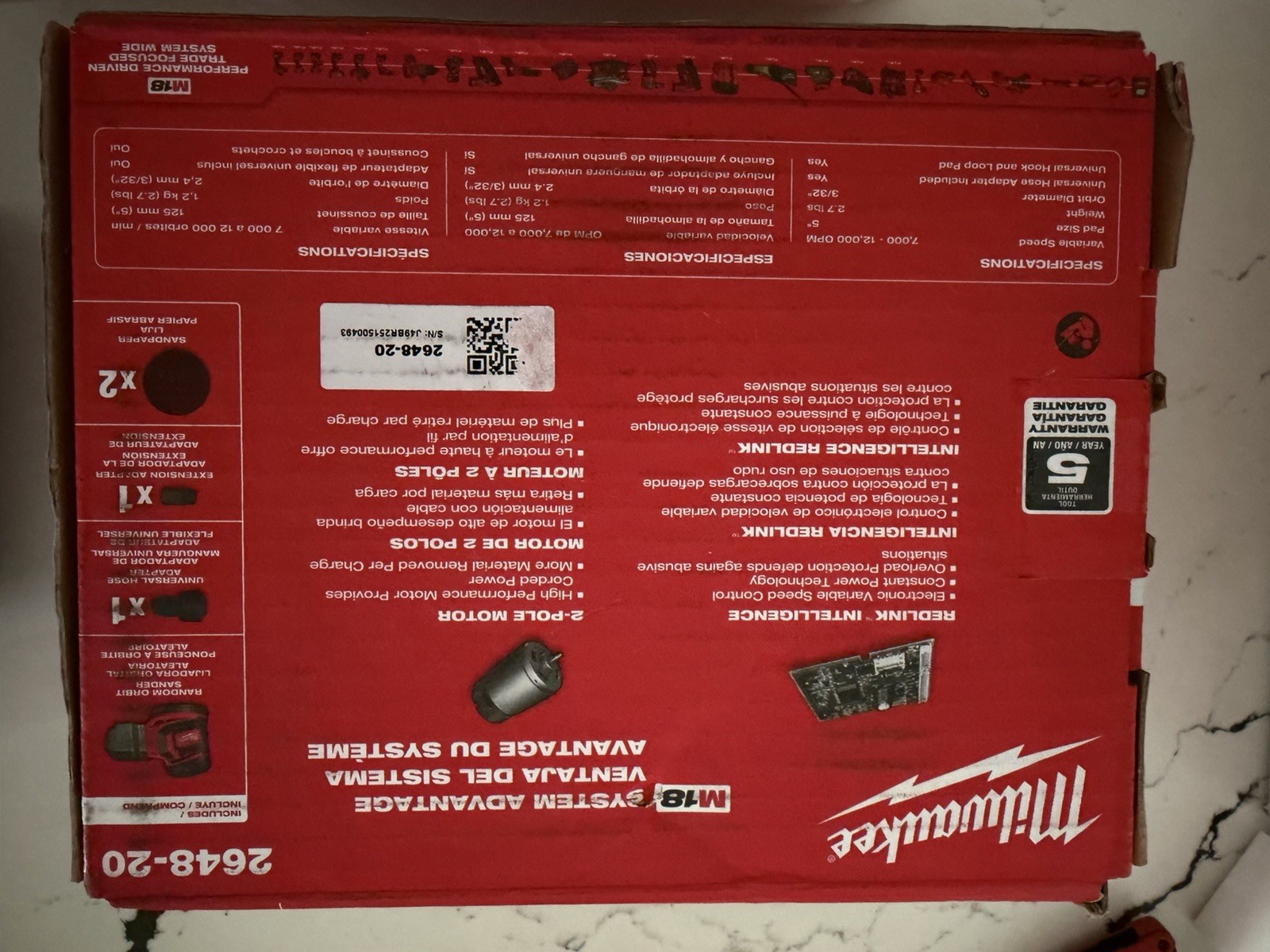 Milwaukee M18 5in Dual Action Random Orbit Sander 2648-20 Tool Only Kit gallery