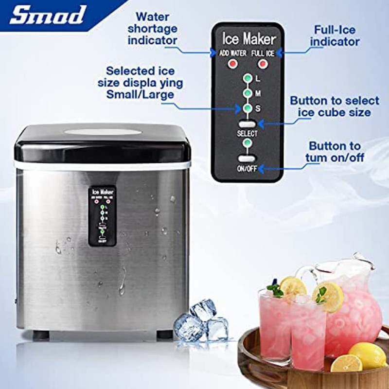 Smad Countertop Ice Maker Stainless Steel Ice Making Machine 33lbs/24h gallery