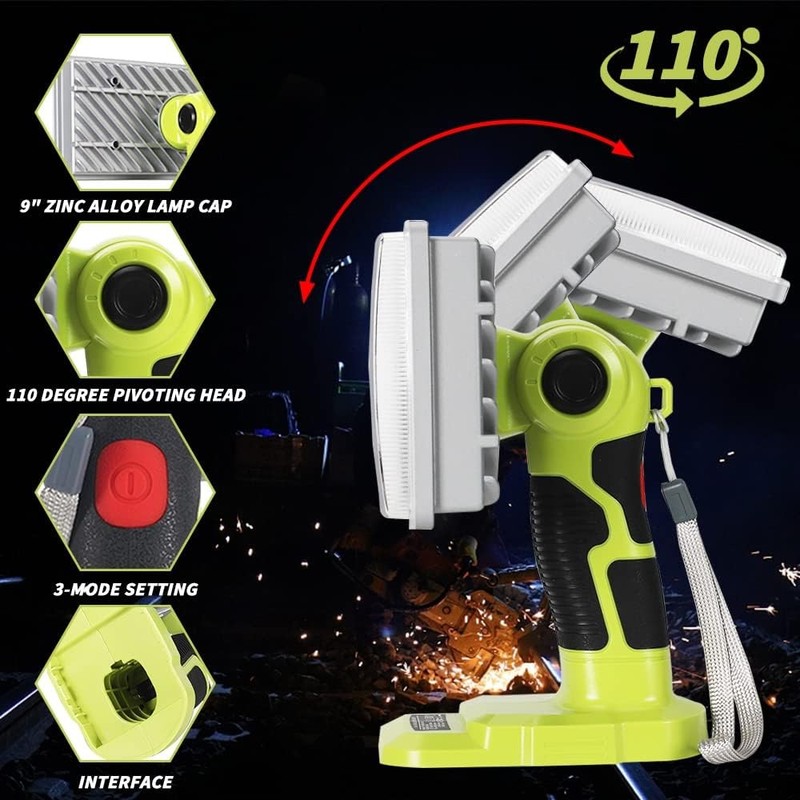 LED Work Lights For Ryobi 18V Battery Flood Lights Torch for Workshop Camping US gallery
