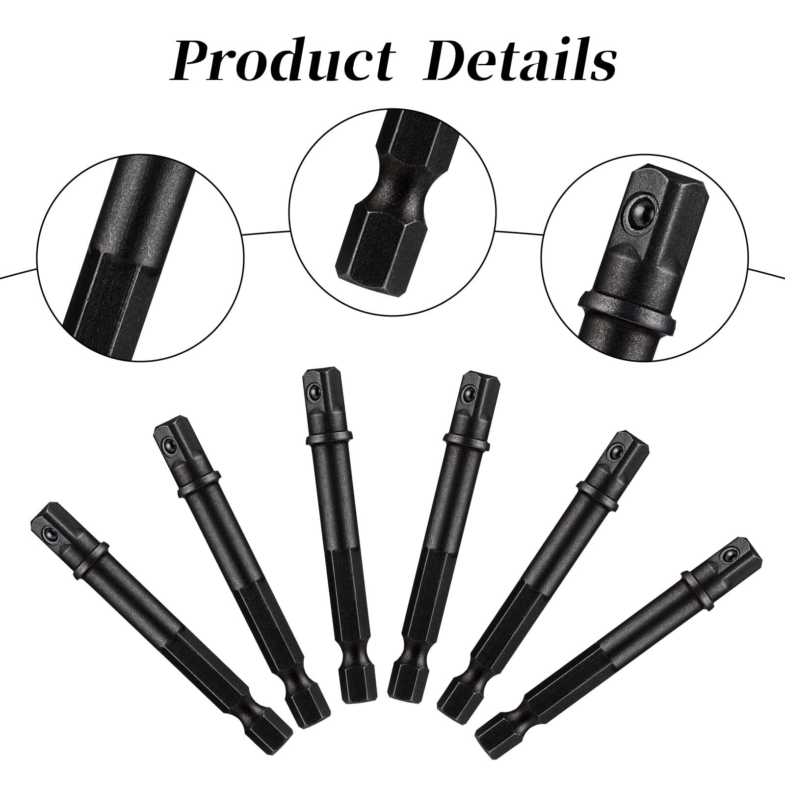 6 Pack 1/4 Inch Square Socket Adapter Bits for Drill and Impact Driver - Powe... gallery