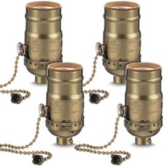 4 Pcs Pull Chain Lamp Socket Replacement, E26 Standard Threaded Base, Light S…