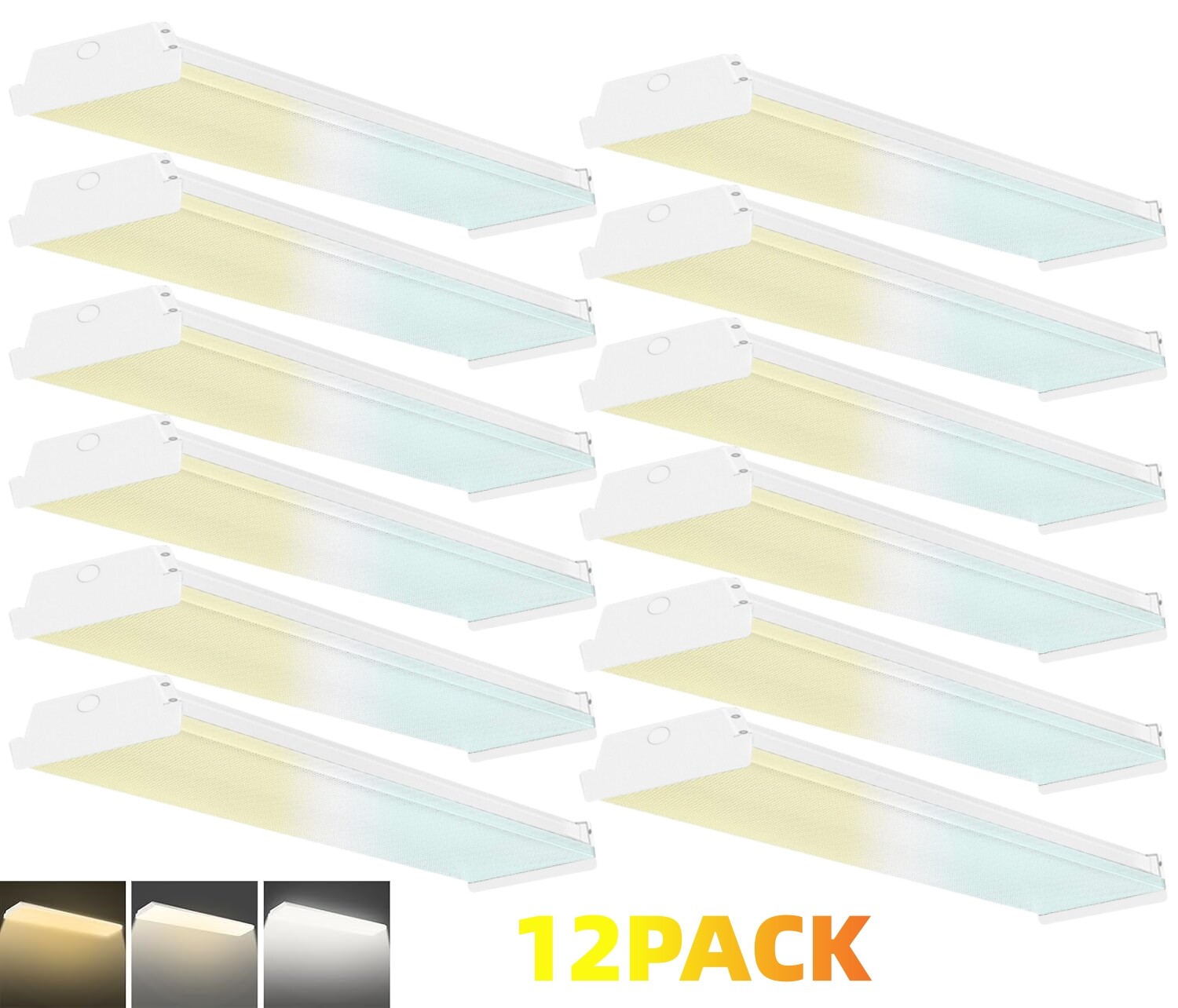 4FT LED Wraparound Light with 3CCT Selectable, 3500K/4000K/5000K, 12 Pack White gallery