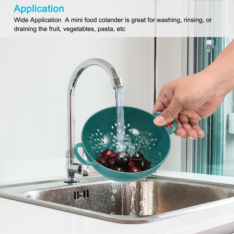Mini Food Strainer Plastic Colander For Fruits Veggies Pasta-Army Green 2PCS gallery