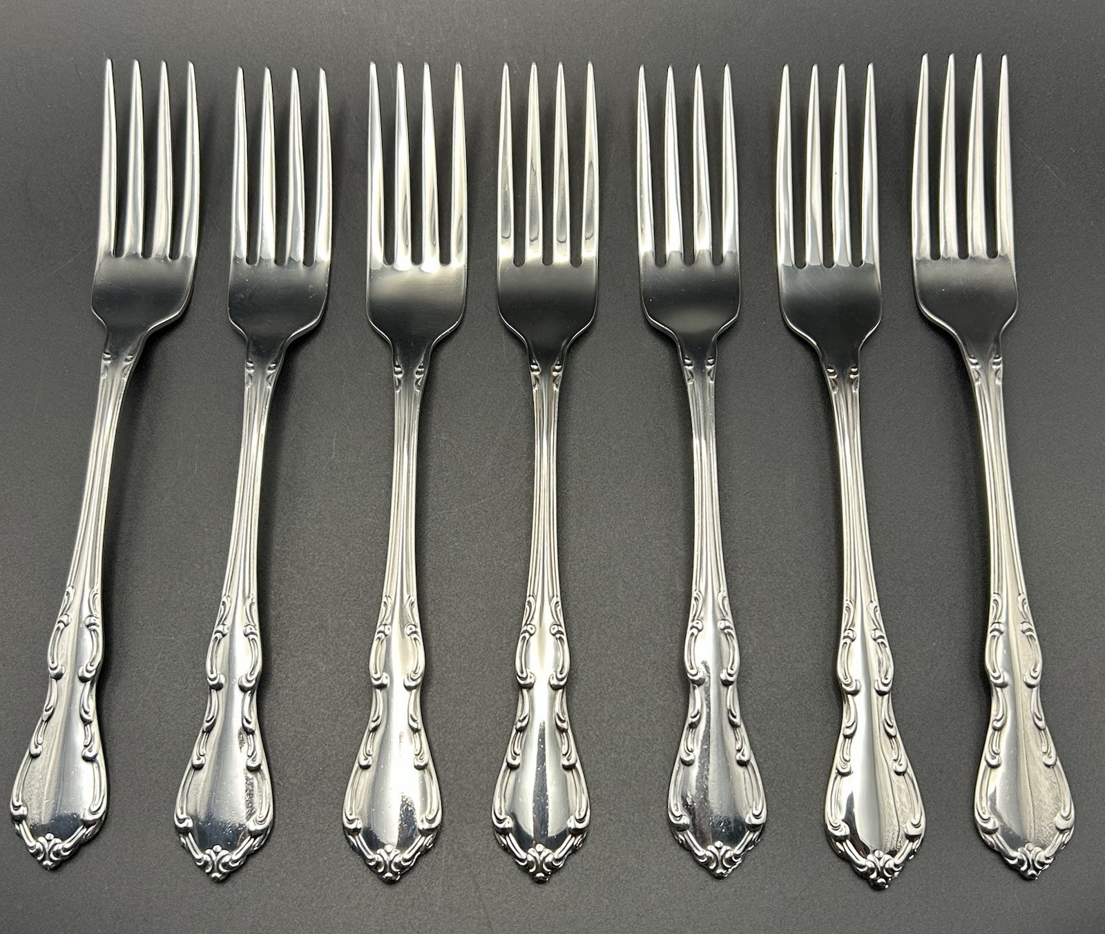 Set Of 7 Oneidaware WHITTIER Dinner Fork 7 & 1/4" Stainless Steel Flatware gallery