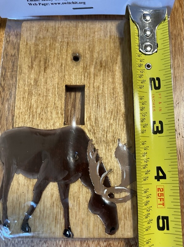 NEW 2 Rustic MOOSE & Bear Wood Switch plates With Screws Hand Painted Varnished gallery