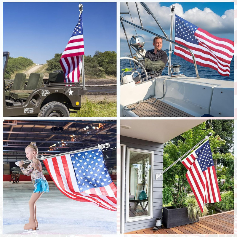 5 FT Flag Pole for Kit, Tangle Free Spinning Weather Resistant Rustproof Metal gallery