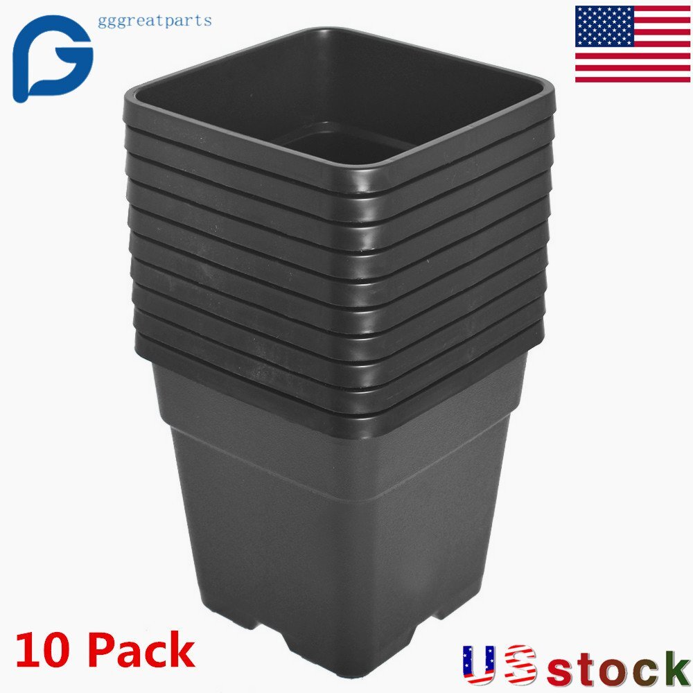 1/2/3/5 Gallon Plastic Grow Pots Plant Bonsai Square Garden Container 10 Pack gallery