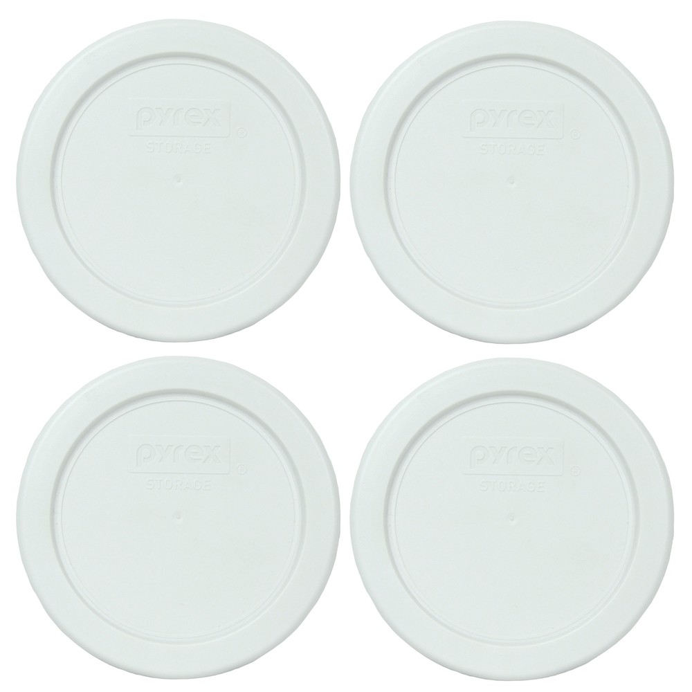 Pyrex 7202-PC White Plastic Replacement Storage Lid Cover (4-Pack)
