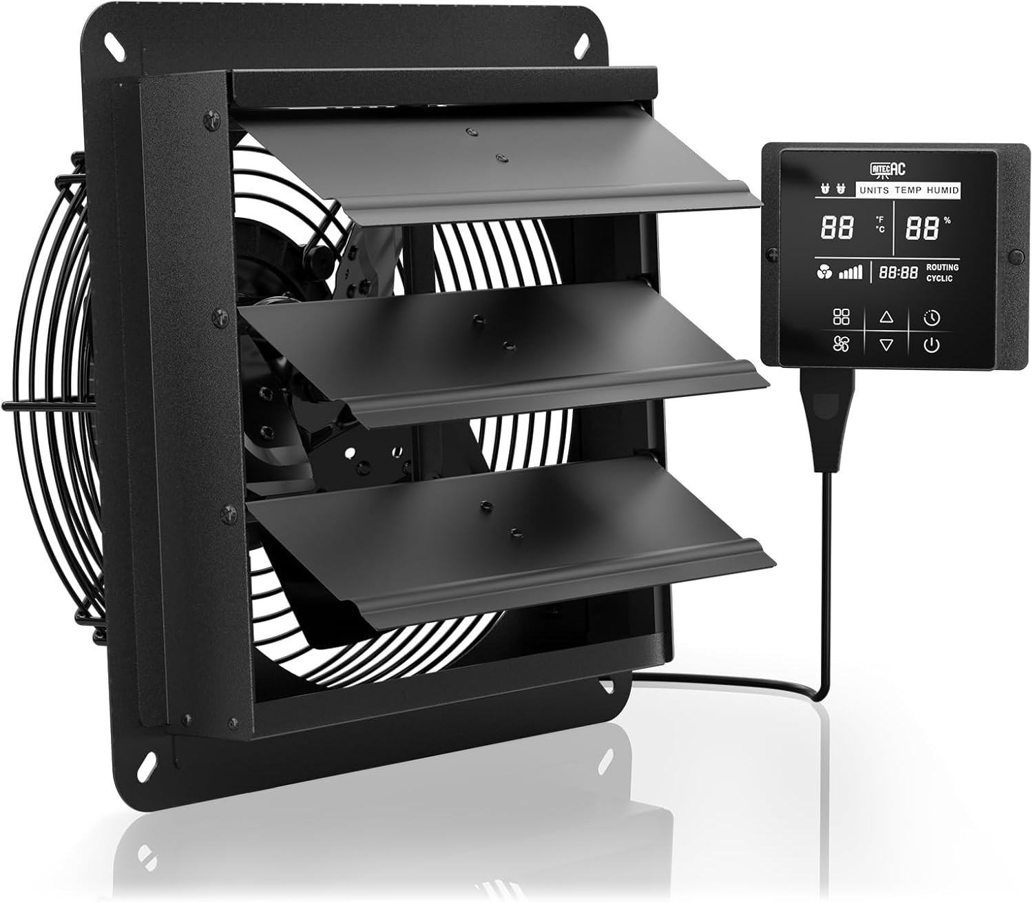 10" Shutter Exhaust Fan High-Speed Vent Fan with Temperature Humidity Controller gallery