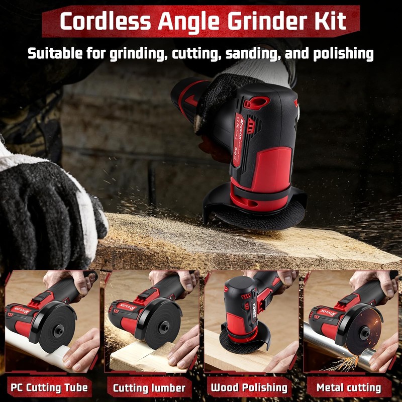 Cordless Angle Grinder Kit, 3-inch Mini Angle Grinder Tool with 2Pcs 12V 1500mAh gallery