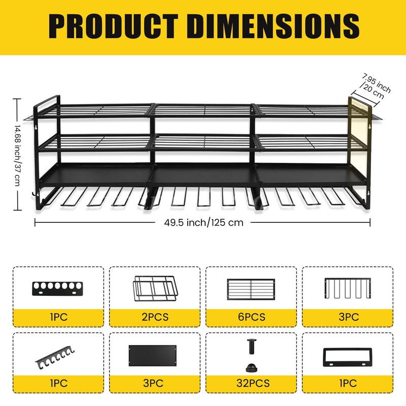 Power Tool Organizer Wall Mount,Extended Large Heavy Duty 8 Drill Holder,4 Layer gallery