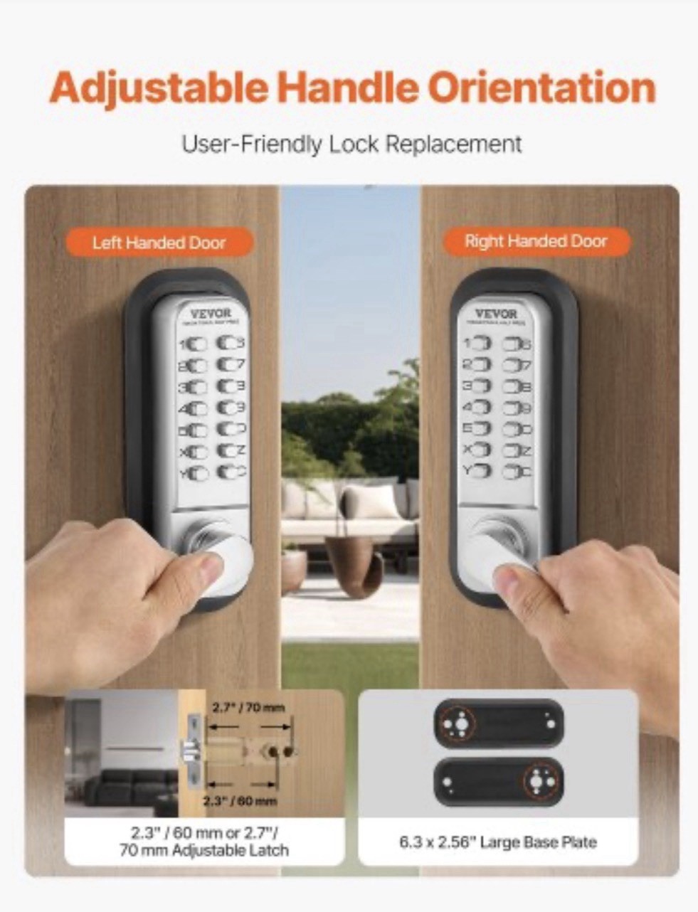 VEVOR Mechanical Keyless Entry Door Lock 14 Key Mechanical Keypad Lock for Home gallery