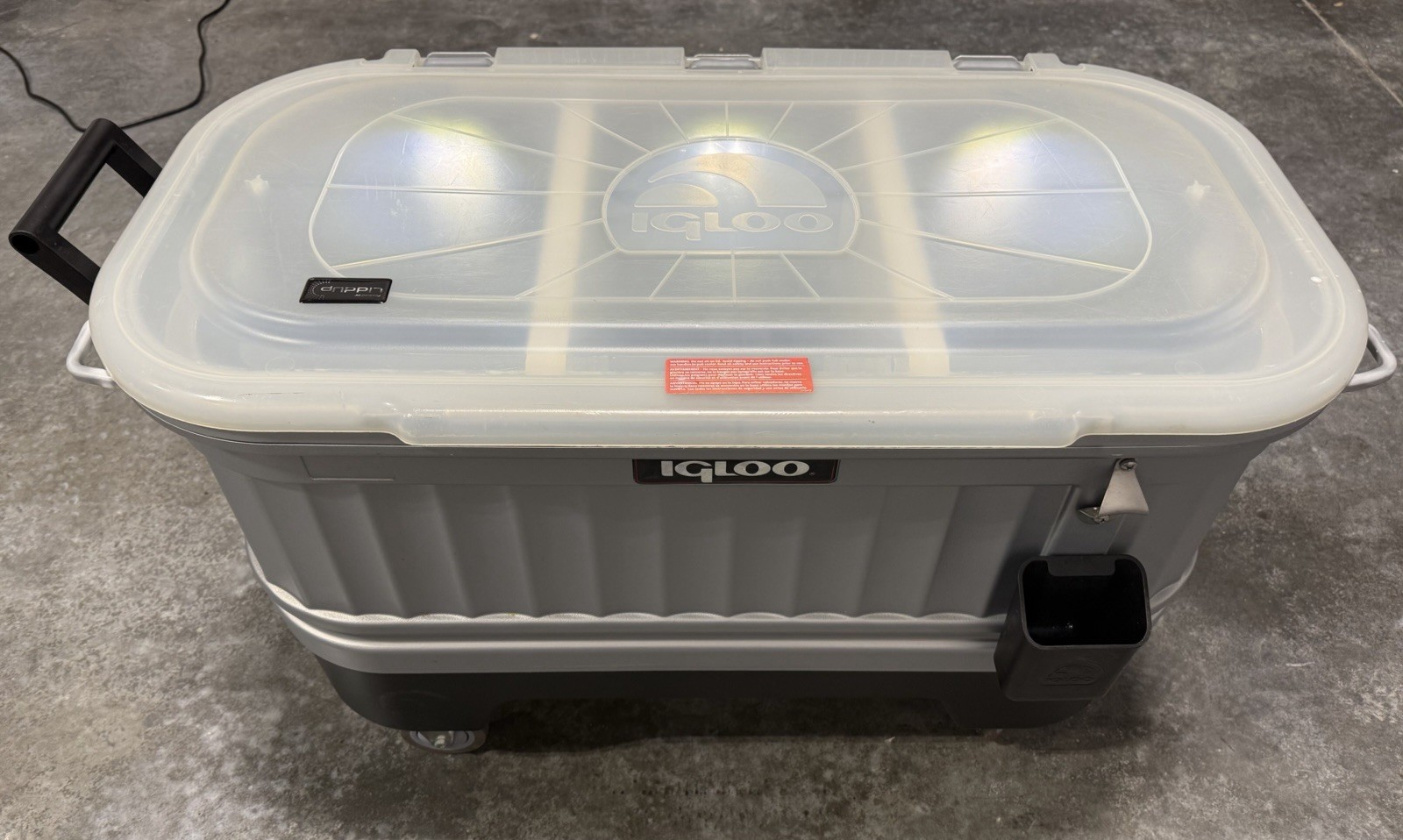 Igloo XL 125 Quart LiddUp Rolling Party Bar Cooler w/ LED lights Ice Chest Grey gallery