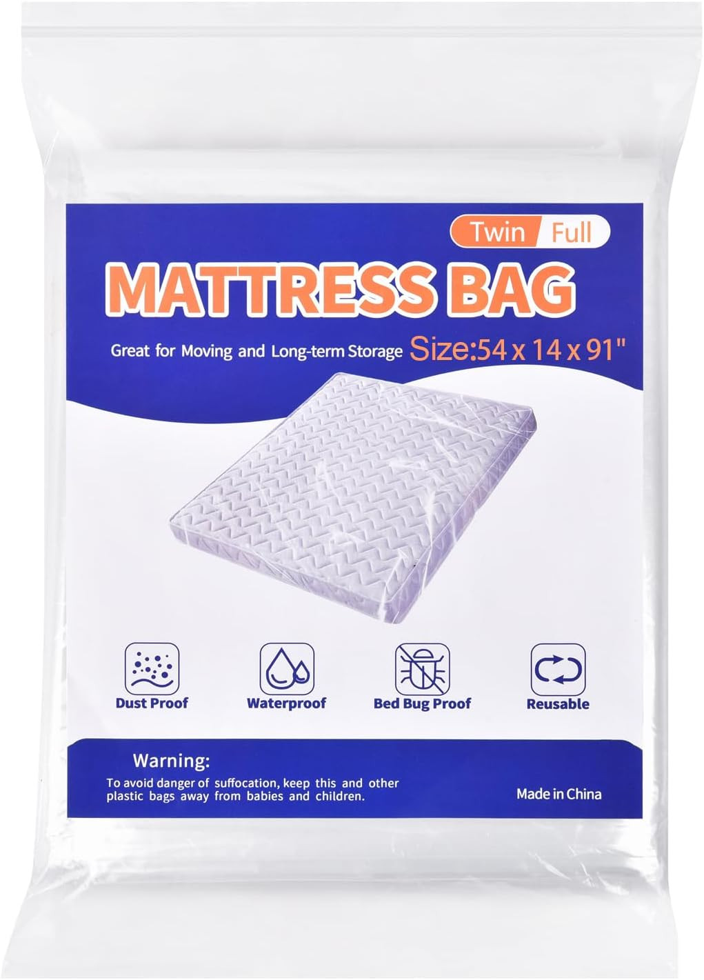 Mattress Bag for Moving Storage Plastic Mattress Protector Cover Twin and Full gallery