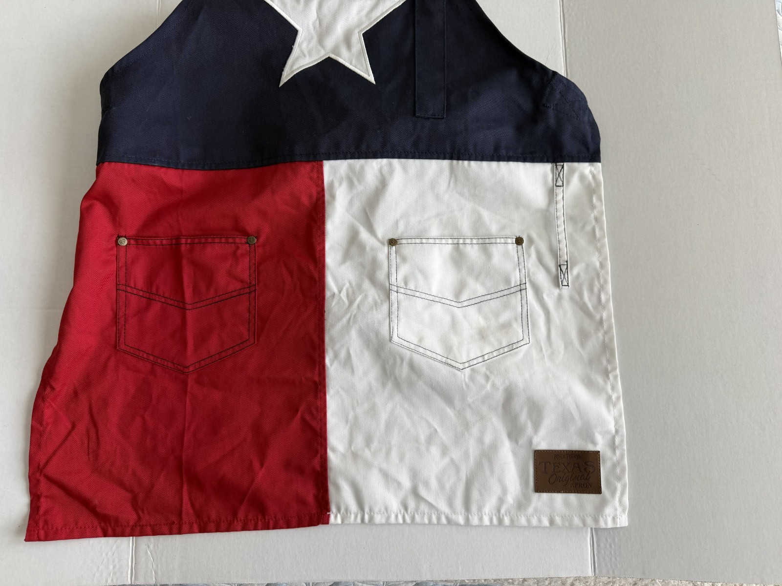 TEXAS Flag BBQ APRON Rockpoint Original red white blue star grill cooking chef gallery