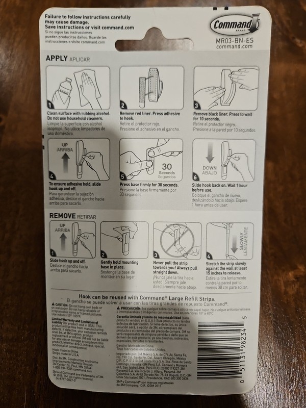 3M Command Large Brushed Nickel Metal Hook MR03-BN-ES - Holds up to 5 lbs gallery