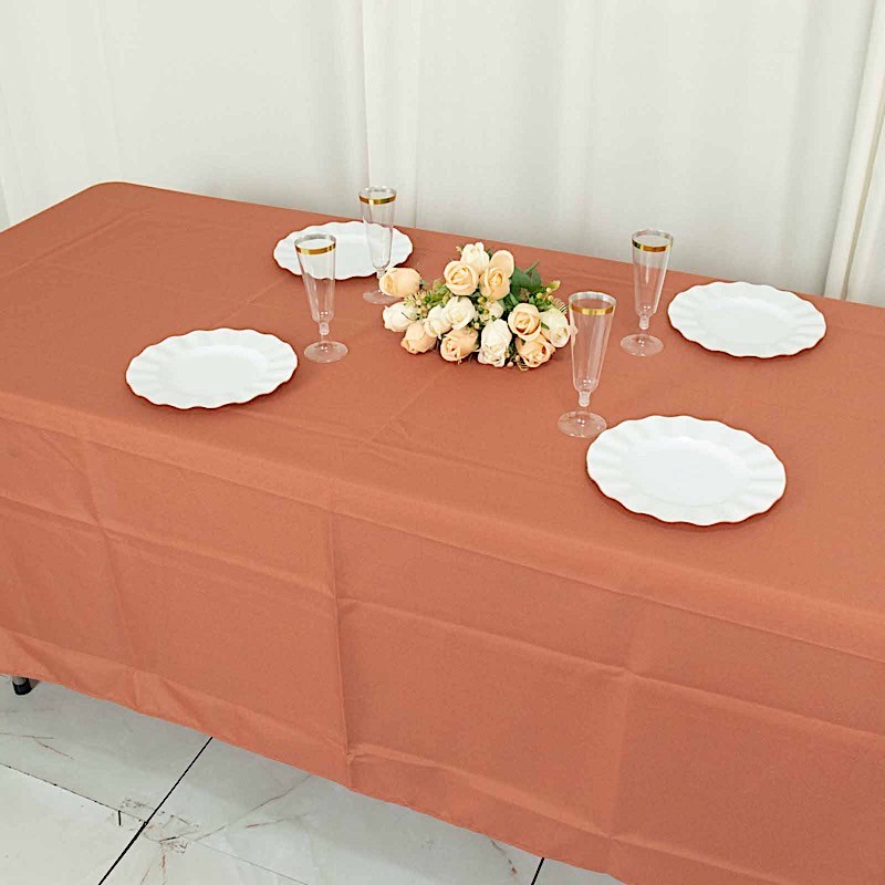 TERRACOTTA 72x120 RECTANGLE POLYESTER TABLECLOTH Wedding Catering Dinner gallery