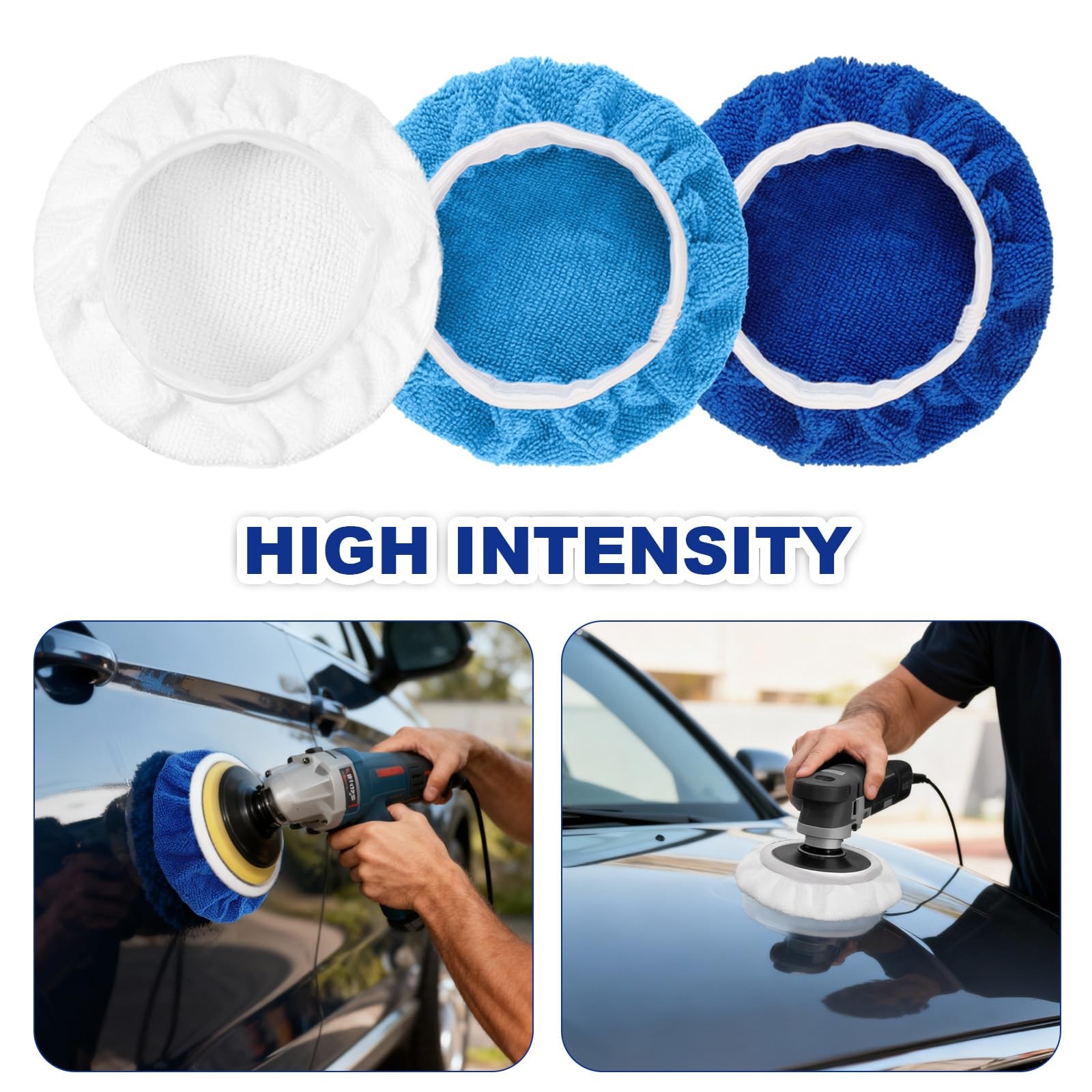 15 Pcs 5-6 Inch Buffing Pads Orbital Polishing Pad Microfiber Bonnet for Car gallery