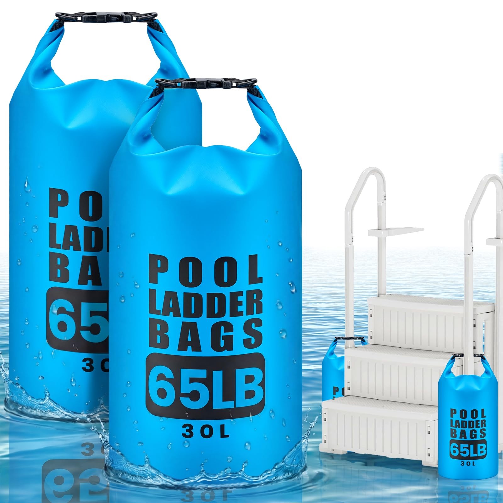 Pool Step Weights 2 Pack 30L 65LB Waterproof 500D PVC Sand Bags 30L 65LB Ladder gallery
