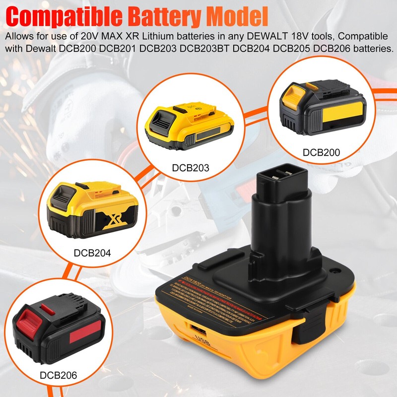 Pack 18V To 20V MAX DCA1820 Adapter Converter For DEWALT 20 Volt Li-ion Battery gallery