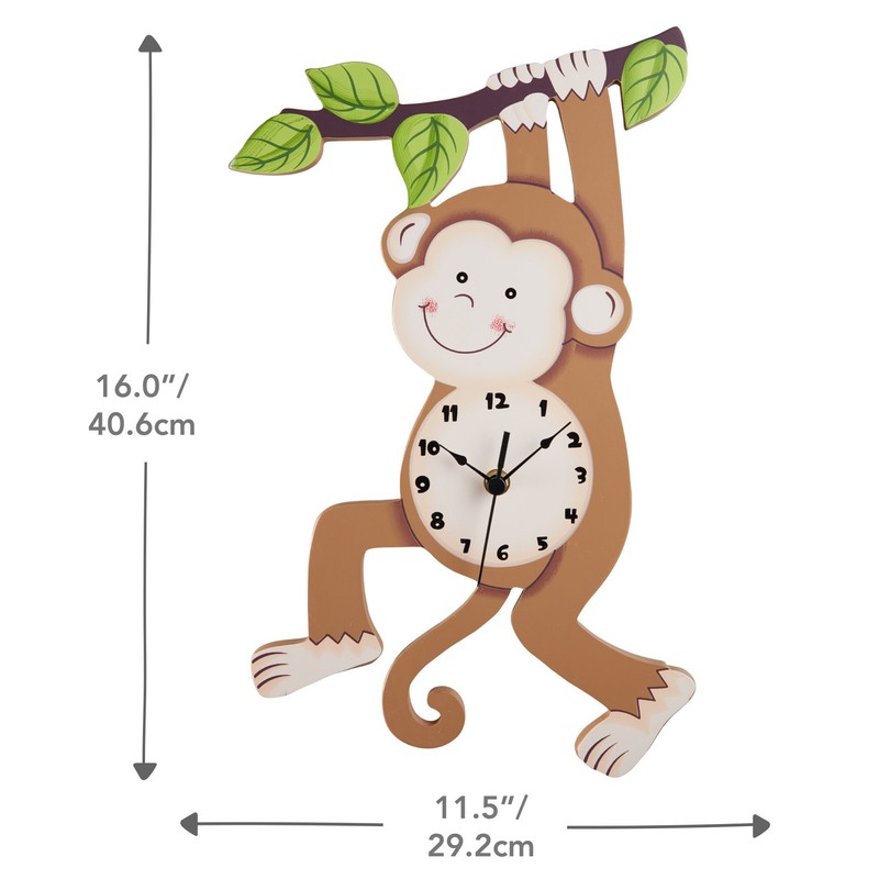 Fantasy Fields Sunny Safari Monkey Kids Wall Clock, Brown gallery