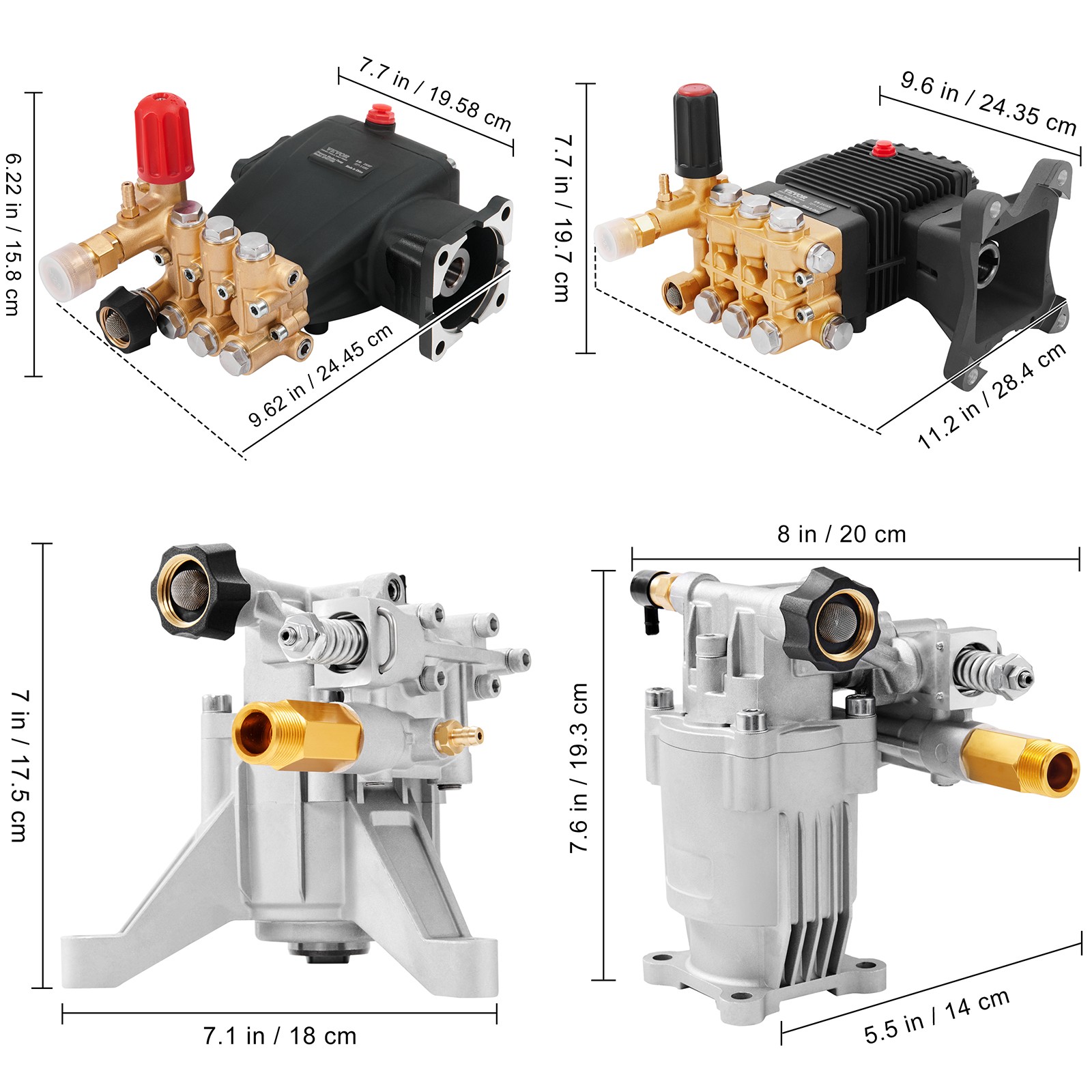 VEVOR Pressure Washer Pump Horizontal/Vertical 3400/3700/4400 PSI Washer Pump gallery