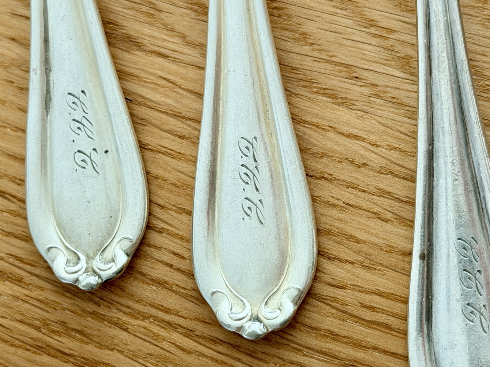 Oneida Community Sliver Triple Plus Demitasse Small Spoons Set of 6 Monogram gallery