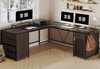 L Shaped Desk, 63" Computer Desk with 5 Drawer and Power Outlet Home Office Desk gallery