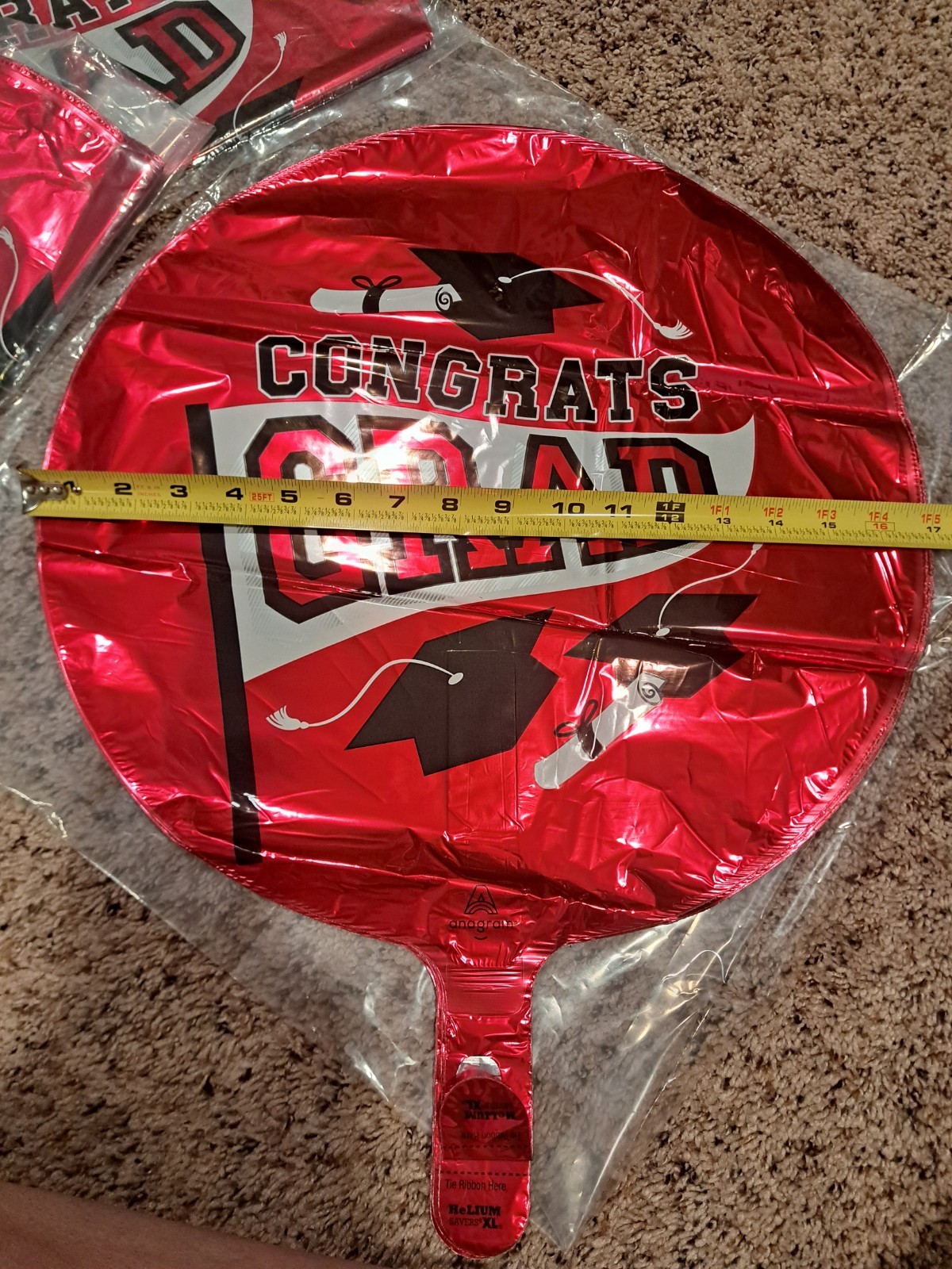17" (10-in a pack) Red, Blk, White Graduation Mylar Balloons. gallery