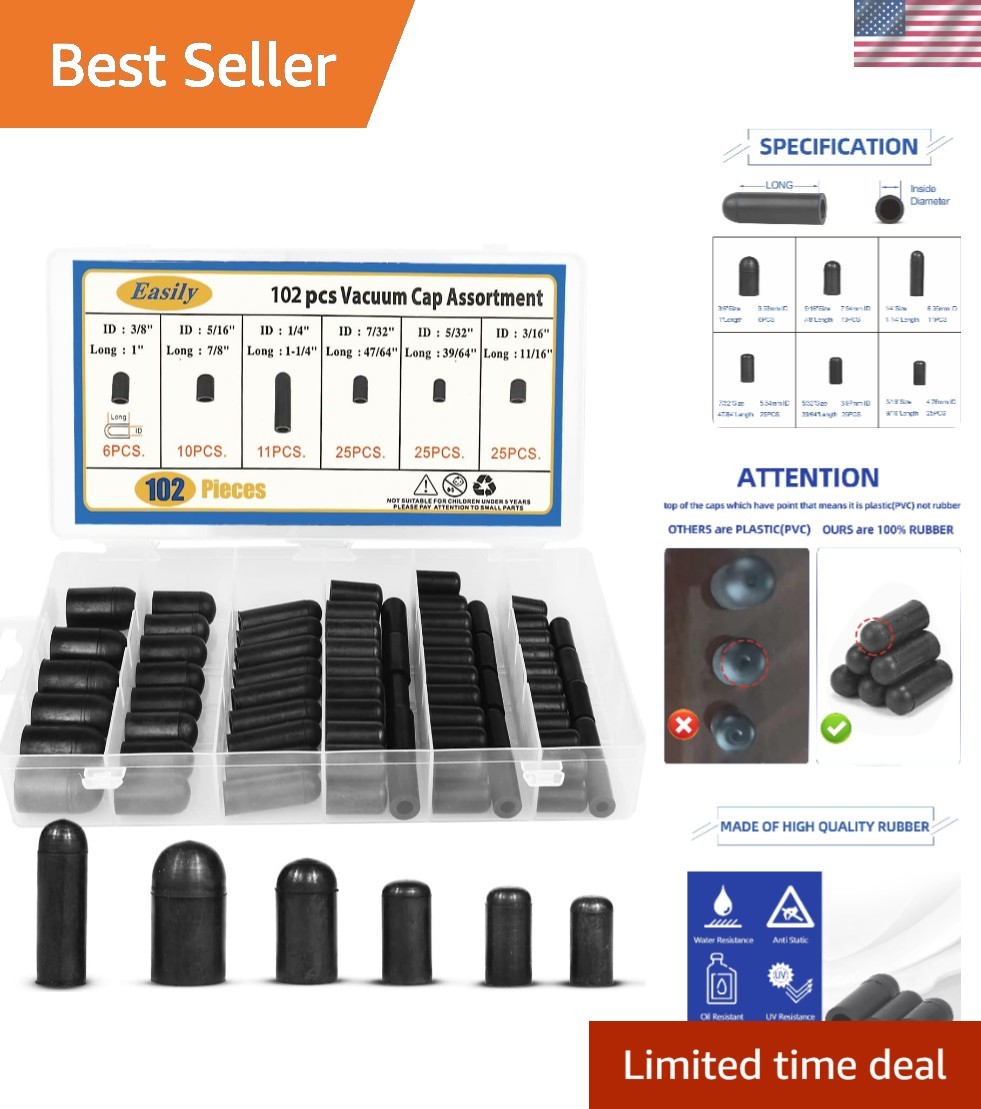 High-Quality Rubber Vacuum Caps - 102 PCS Assorted for Tight Seals & Safety gallery