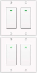 Smart Light Switch 2gang, Works with Alexa &Google Assistant, White 4pack