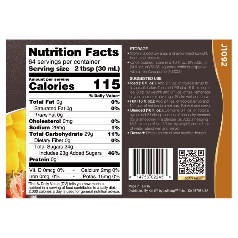 Tea Zone Tropical Syrup - Bottle (64oz), J1092 gallery