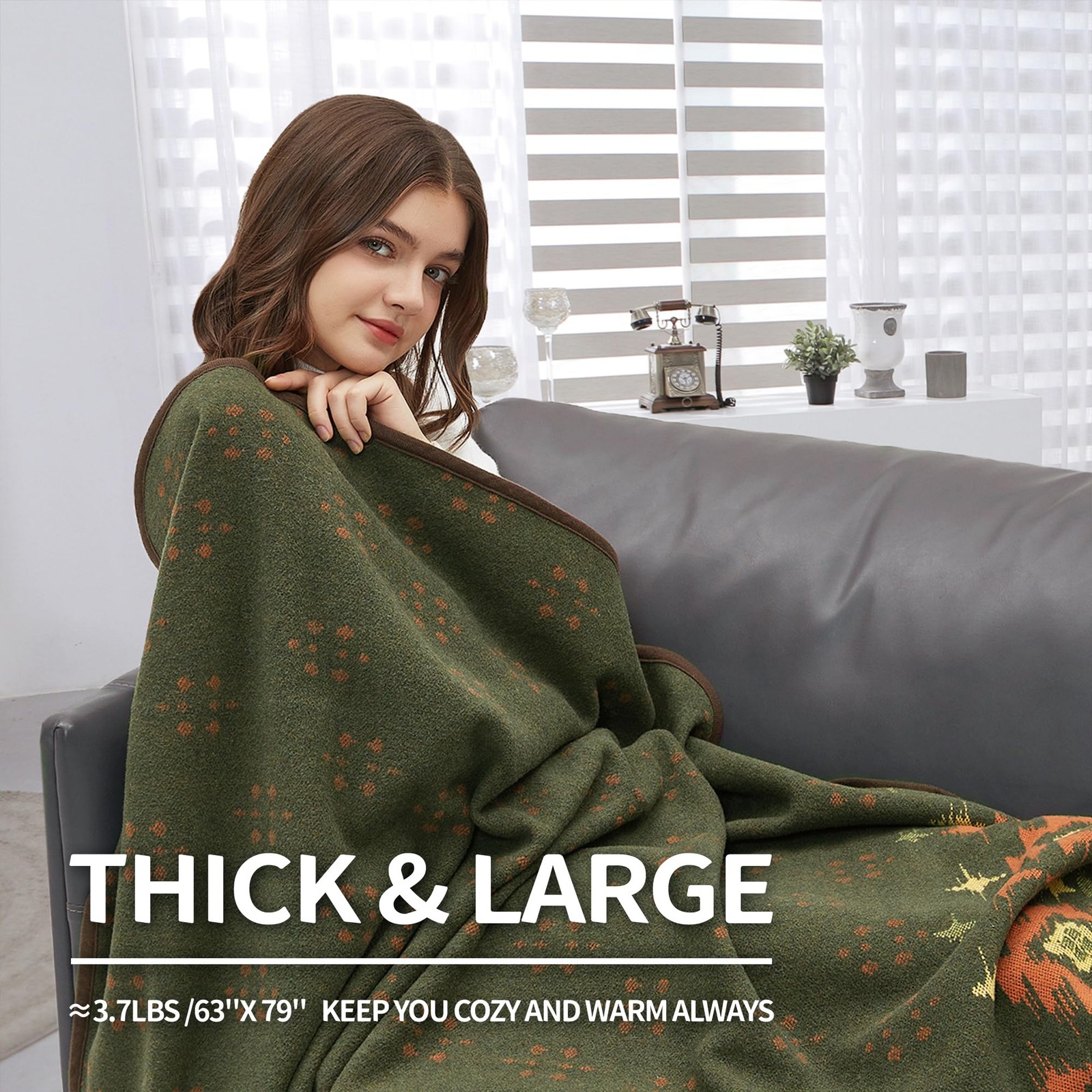 Merino Wool Blanket Thick Washable Throw for Bed Couch and Camping gallery