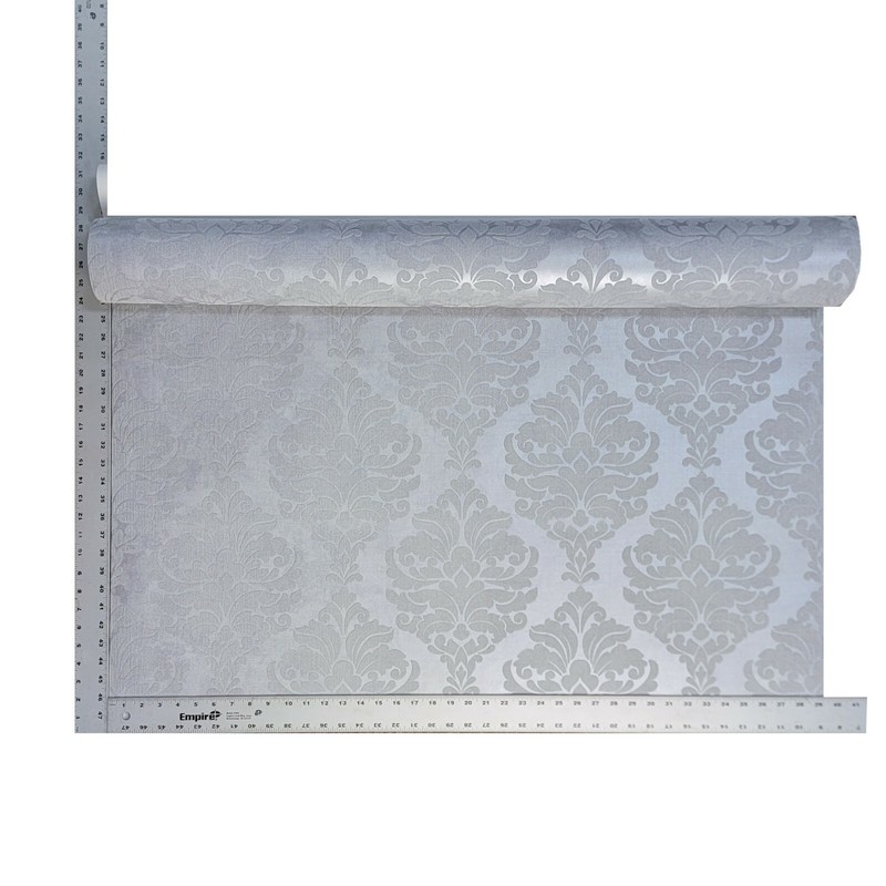 Wallpaper flocking gray silver Metallic Flocked damask velvet wall coverings 3D gallery