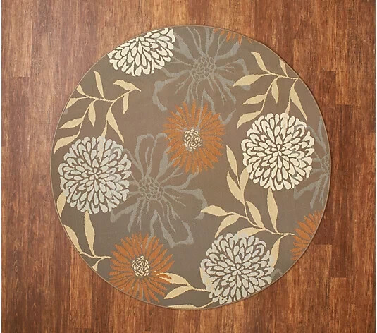 VERANDA LIVING FLOWERING MUMS INDOOR/OUTDOOR RUG ROUND OR RECTANGLE CHOICE gallery