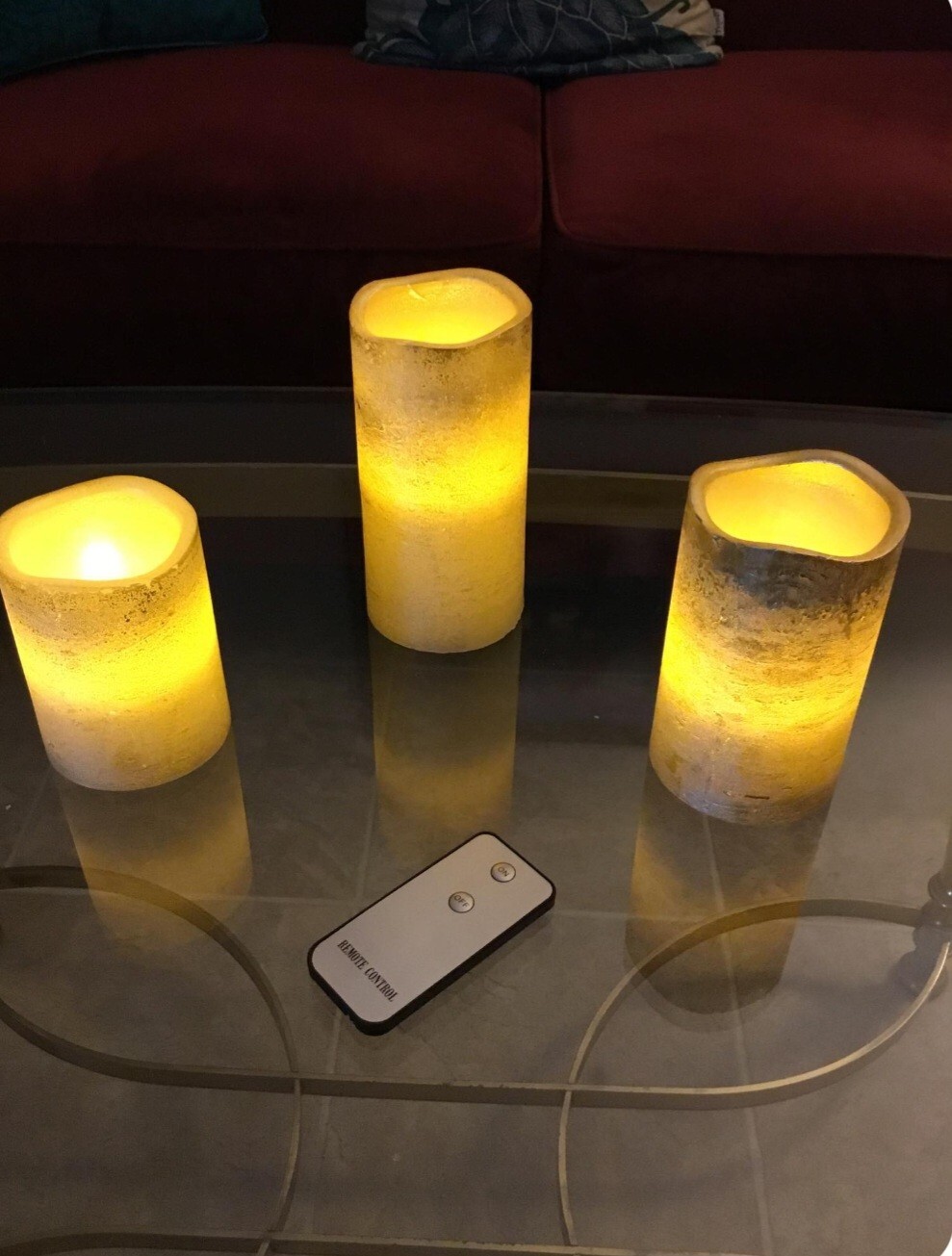 Gold Flameless LED candles With Remote Control - 4, 5, 6 inches - Set Of 3 - New gallery