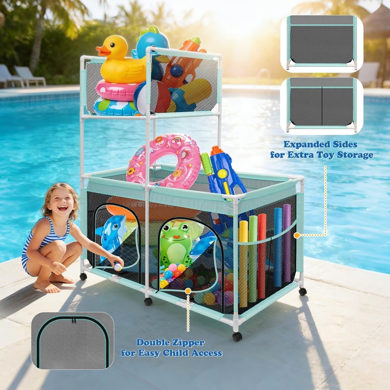 Pool Float Storage Organizer, 2-in-1 Extra Large 350 Gallon Outdoor Pool Toy ... gallery