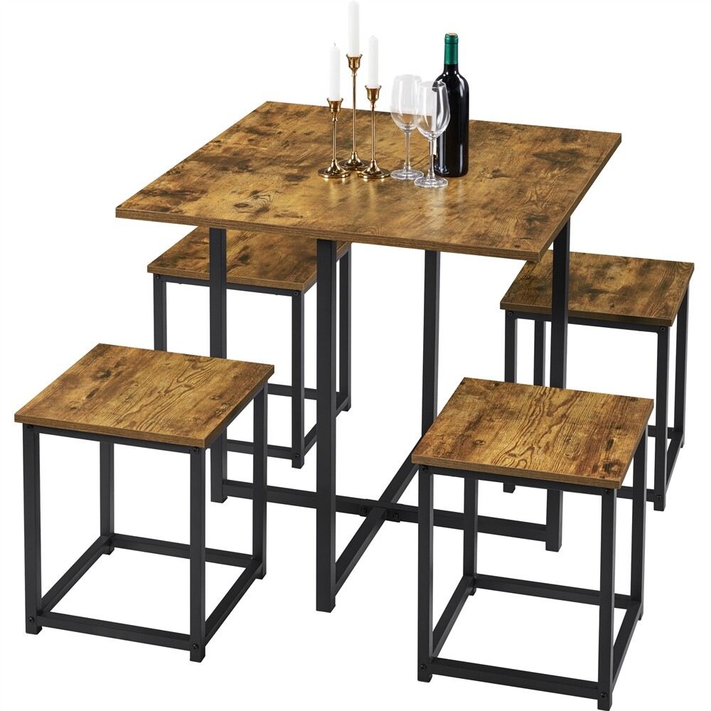 5 Piece Dining Room Table Set with Space Saving Design & Protective Foot Pads gallery