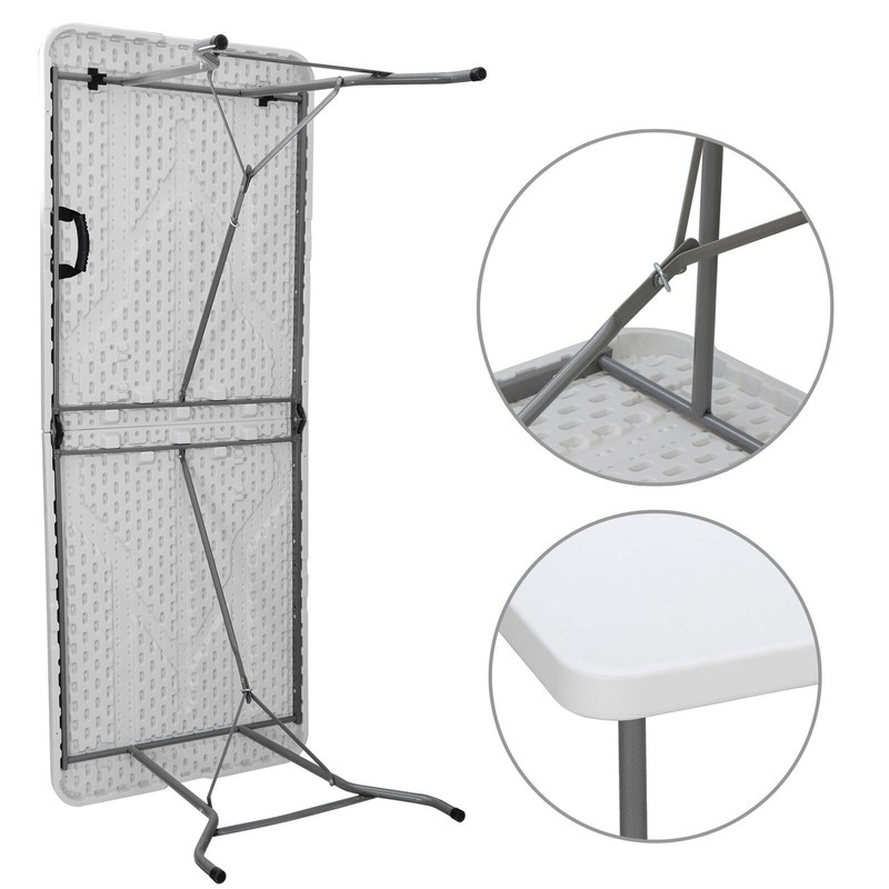 Rectangular Plastic 6 Ft Folding Table Dining Picnic Camp W/Handle 220lbs White gallery
