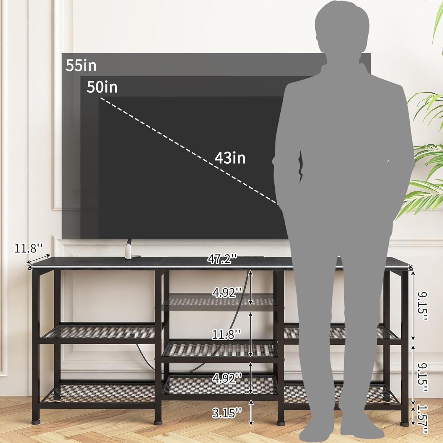 Entertainment Center for TVs Up to 55 Inch,Entertainment Stand with Power Outlet gallery