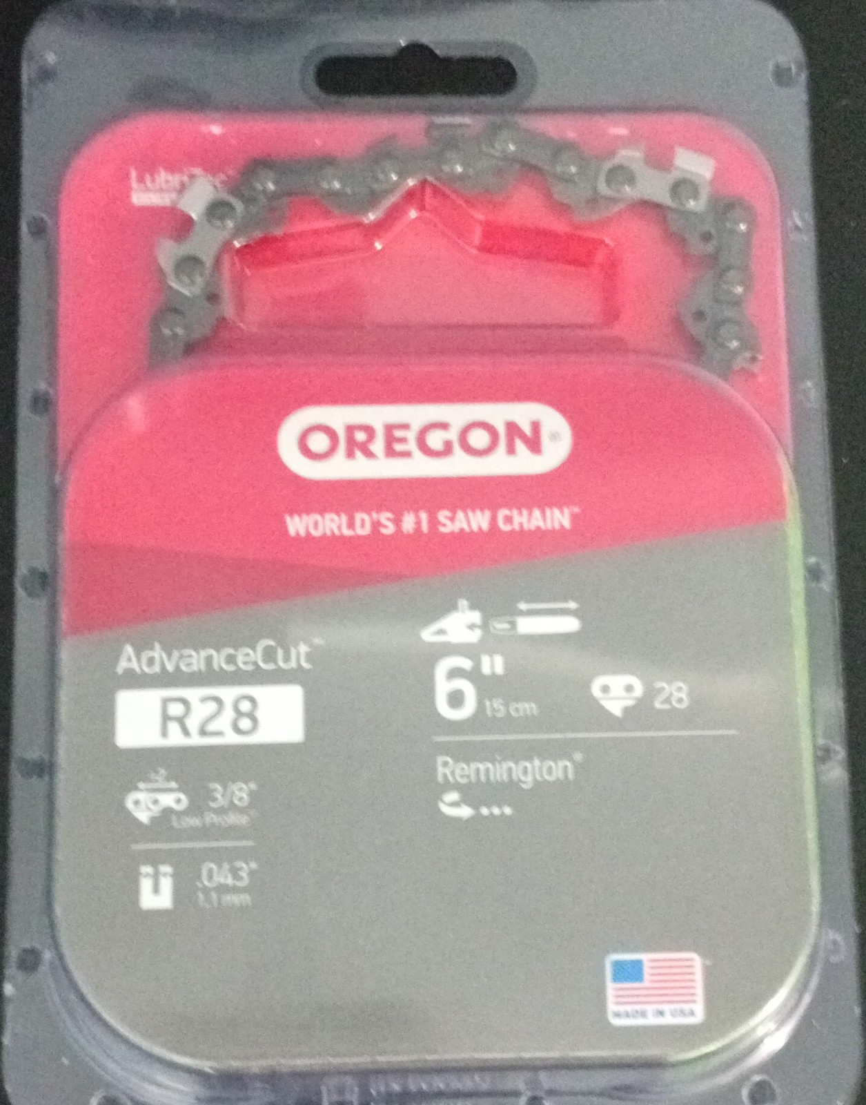Oregon AdvanceCut R28 Chainsaw Chain 6in 3/8 Low Profile .043 28DL Remington gallery